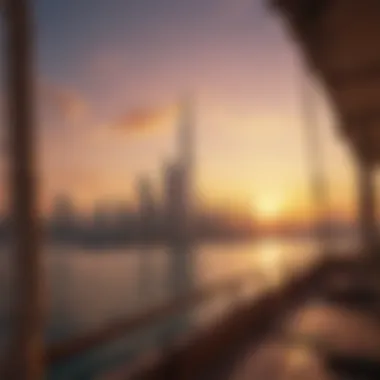 Sunset Skyline from the Dhow Breathtaking skyline views from a dhow cruise at sunset
