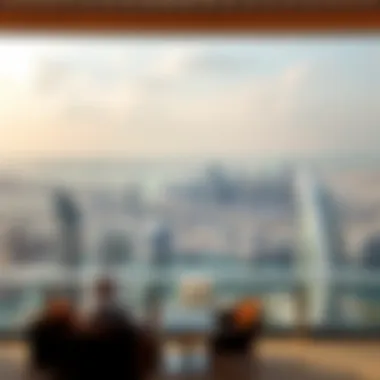 Breathtaking Views from the Dorchester Collection Panoramic skyline view from the Dorchester Collection overlooking Dubai's urban landscape.