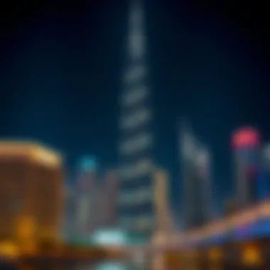 Dubai Creek Tower at Night Night view of Dubai Creek Tower illuminated against the skyline