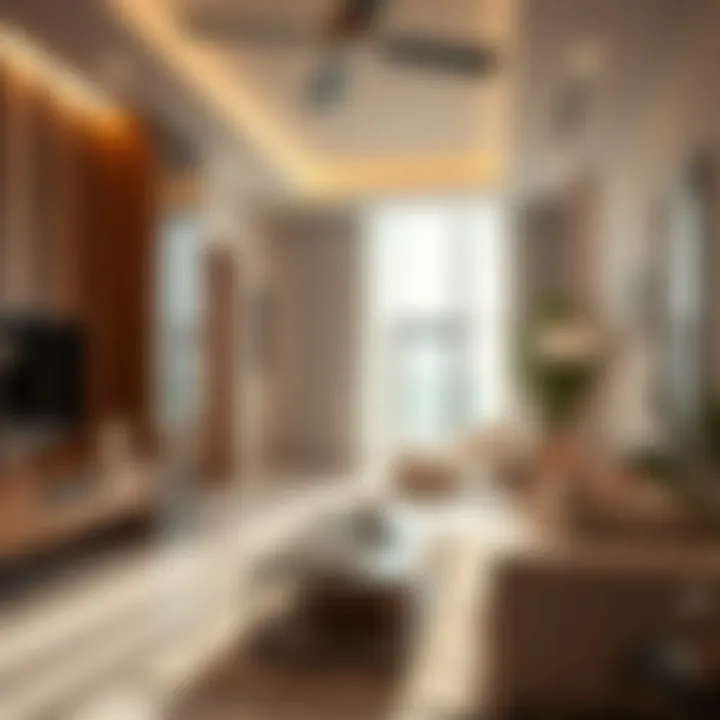 Luxurious Apartment Interior in Abu Hail A close-up of a luxurious apartment interior in Abu Hail, highlighting modern design elements
