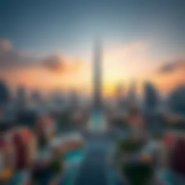 Dubai Skyline: A Fusion of Luxury and Innovation Aerial view of Dubai skyline showcasing luxurious skyscrapers and residential buildings