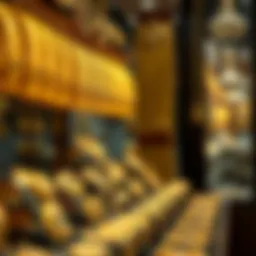 A stunning display of intricate gold jewelry in the Dubai Gold Souq