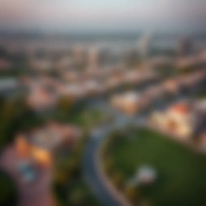 Aerial view of Dubai's meadows and souqs