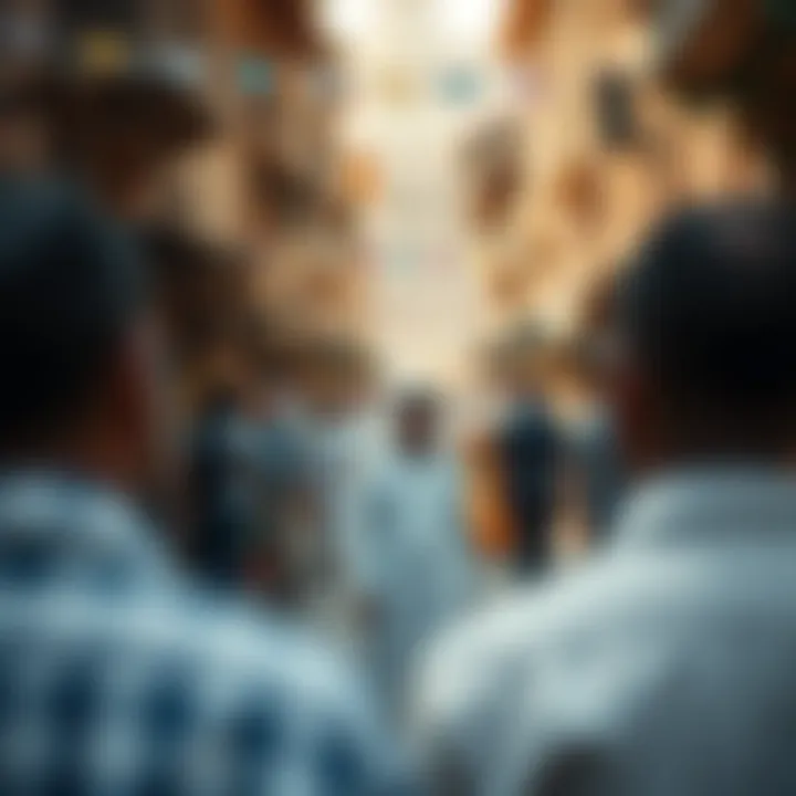 Community gathering in a lively souq setting