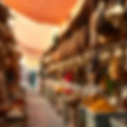 Vibrant souq showcasing local crafts and spices