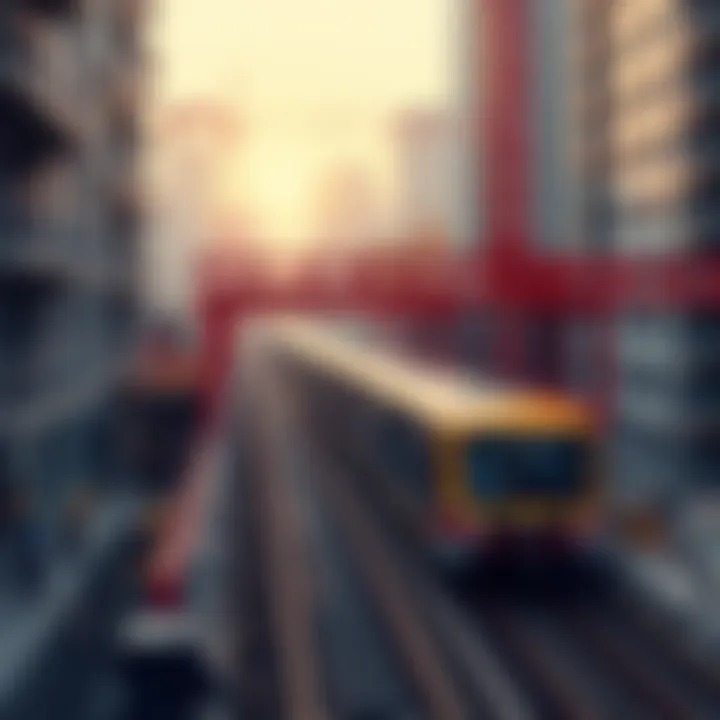 Metro Station Construction Site Construction workers building a metro station in an urban area