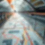 Map layout of a metro system showcasing interconnected lines