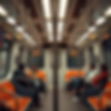 Interior of a Modern Metro Train Interior view of a modern metro train with passengers