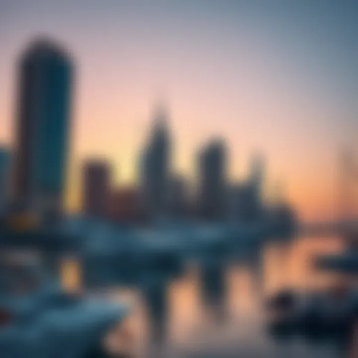 Dubai Marina at Sunset The serene beauty of the Dubai Marina at sunset