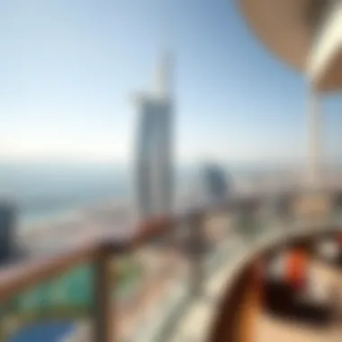 Panoramic View from The Palm Tower Panoramic view from a high floor of The Palm Tower Hotel overlooking Dubai