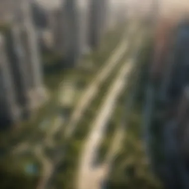 Aerial View of Reem Central Park Aerial view of Reem Central Park showcasing its lush greenery and pathways