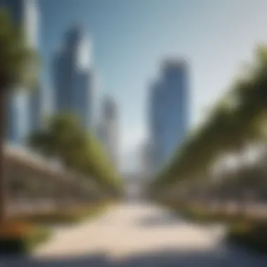 Architectural Design of Reem Central Park Architectural design elements of the park highlighting modern structures