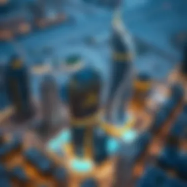 Strategic Location of the Rolex Building Aerial view of the Rolex Building highlighting its strategic location in Dubai