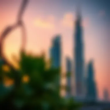 Thuraya Tower at Sunset Stunning view of Thuraya Tower at sunset