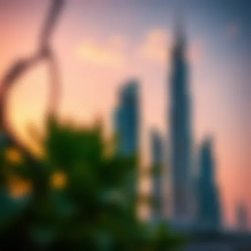 Thuraya Tower at Sunset Stunning view of Thuraya Tower at sunset