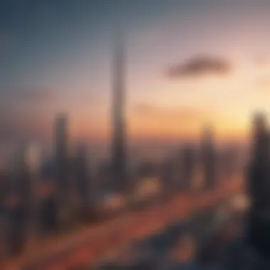 Iconic Dubai Skyline Skyline of Dubai showcasing iconic real estate