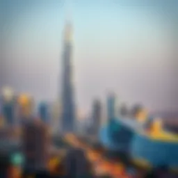 A panoramic view of Dubai's skyline featuring iconic towers