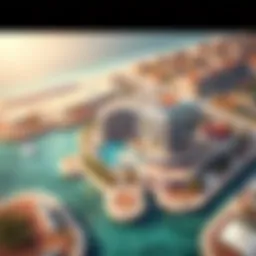 Stunning aerial view of Vista Mare Palm showcasing its unique architecture and beachfront location