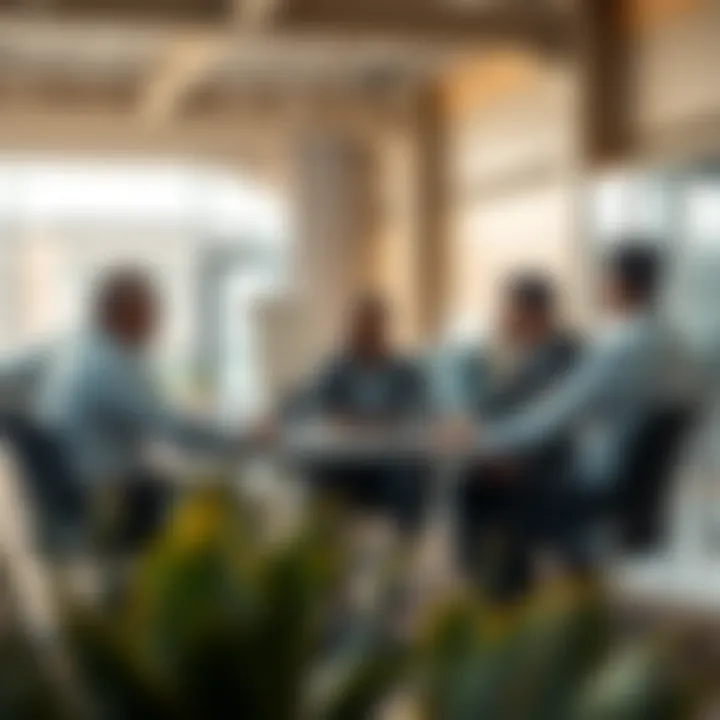 Business Meeting on Warehouse Rental Options Business meeting discussing warehouse rental options in a professional setting