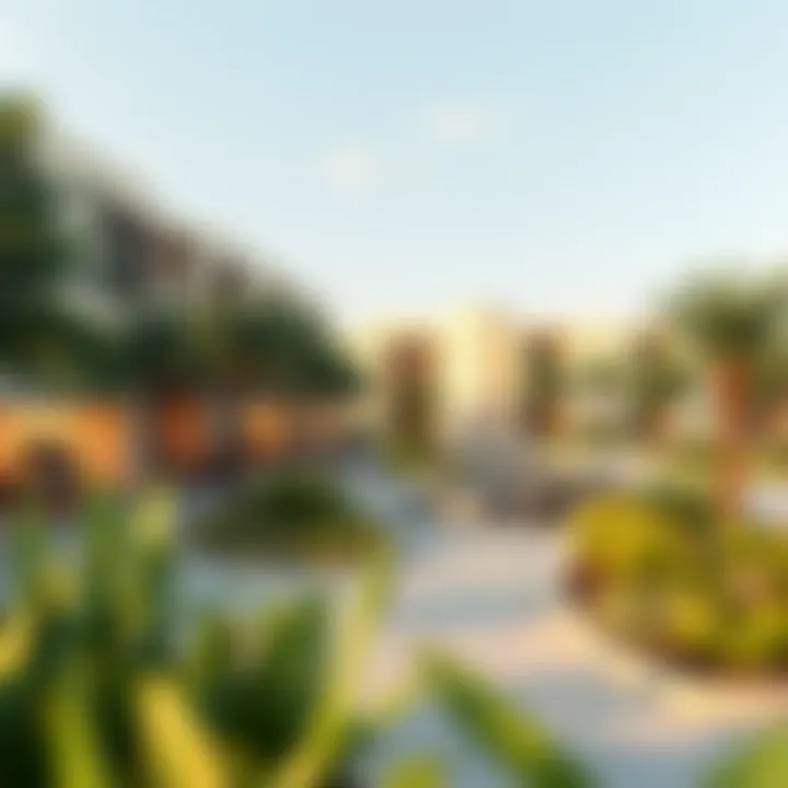 Community Spaces at Yas Island Vibrant community spaces along the Yas Island waterfront with lush greenery and recreational areas