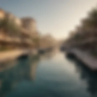 Waterfront Landscape of West Yas Serene waterfront landscape of West Yas highlighting recreational areas