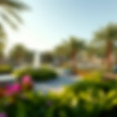 Vibrant Community Park in Westzone Community park in Westzone Dubai filled with greenery