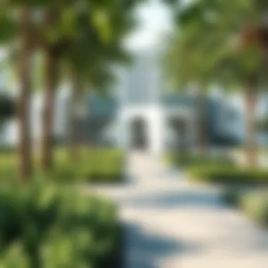 Community park featuring lush greenery and recreational facilities