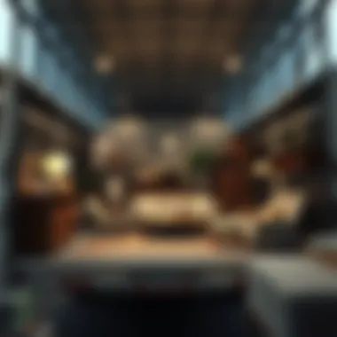 Ready for Transportation An organized layout of various furniture pieces ready for transportation