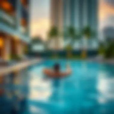 Tranquil Swimming Experience Serene poolside area at Global Golf Residence 2