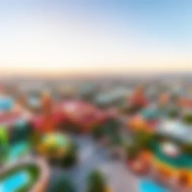 Aerial View of Global Village Aerial view of Global Village showcasing its vibrant attractions