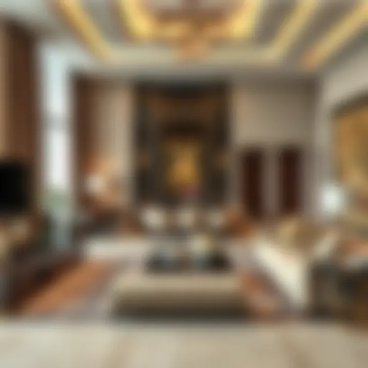 Luxurious Interior Design of Hotel Apartment Elegant interior of a hotel apartment featuring plush furnishings and contemporary design