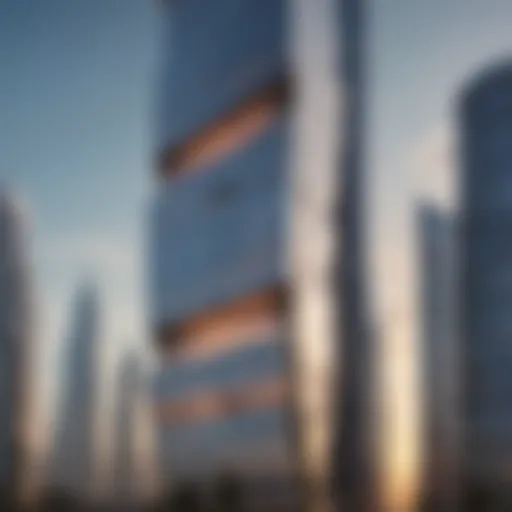 Stunning view of the HHHR Tower showcasing its unique architectural design