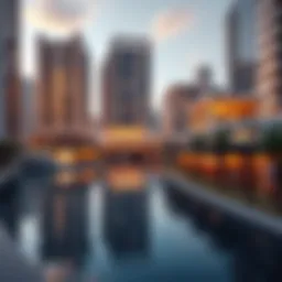 Scenic view of Hilton Creek showcasing modern architecture