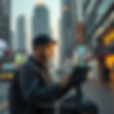 An individual checking visa status online