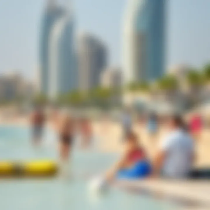 Tourists enjoying recreational activities on Jebel Ali Beach