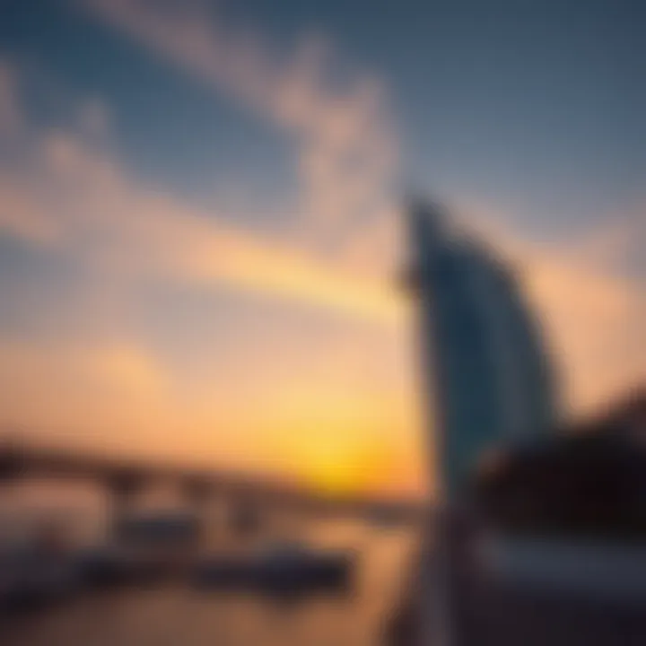 Sunset over Jebel Ali Beach creating a tranquil atmosphere