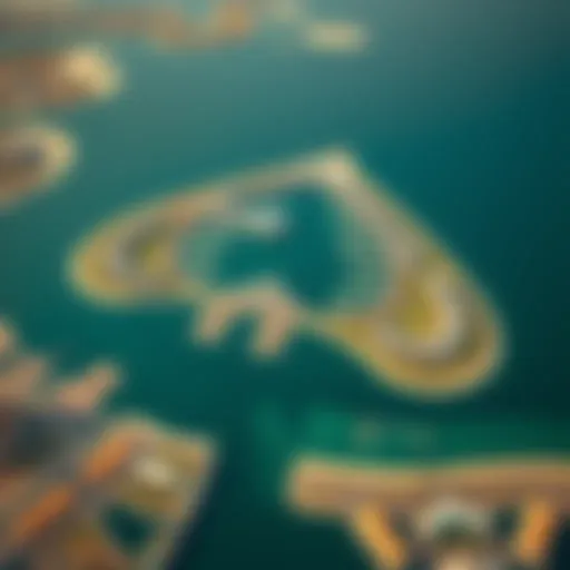 Stunning aerial view of Jumeirah Bay Islands showcasing its unique shape and luxury developments