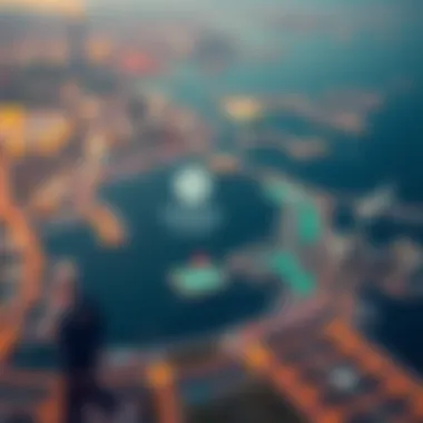 Map highlighting the strategic location and connectivity of Jumeirah Bay Islands within Dubai