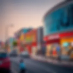 Vibrant commercial scene along Khalid Bin Waleed Road