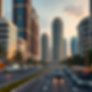 Modern real estate developments lining Khalid Bin Waleed Road highlighting investment potential