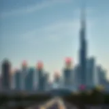 A detailed illustration of the UAE skyline with insurance symbols