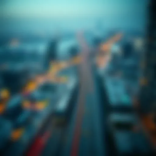 Aerial Perspective of Dubai Metro Infrastructure Aerial view of Dubai Metro lines weaving through the cityscape