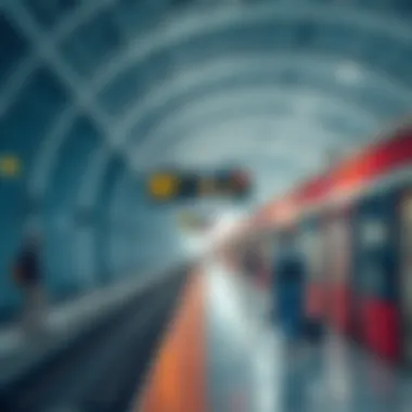 Dubai Metro Station Activity Dubai Metro station with commuters