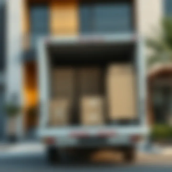 Moving truck parked outside a residence