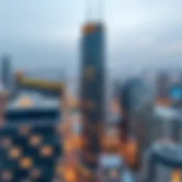 Aerial view of Nation Towers showcasing the architectural design against the Dubai skyline