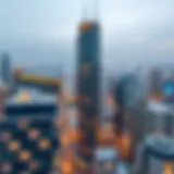 Aerial Perspective of Nation Towers Aerial view of Nation Towers showcasing the architectural design against the Dubai skyline