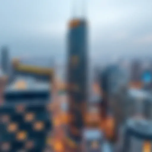 Aerial Perspective of Nation Towers Aerial view of Nation Towers showcasing the architectural design against the Dubai skyline