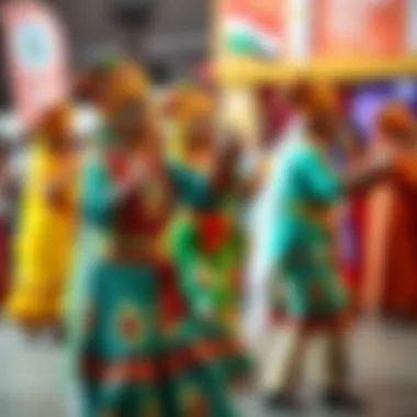 Cultural Dance Performance at National Day Colorful traditional dancers performing at a cultural festival in the UAE