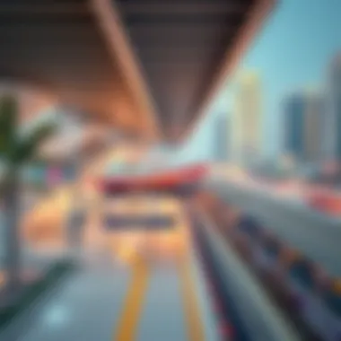 Aerial view of Dubai Airport Freezone Metro station showcasing modern architecture