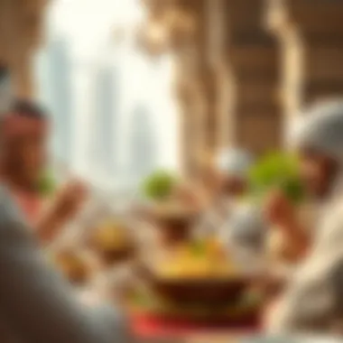 Culinary Journey: Savoring Emirati Flavors Indulging in a feast featuring traditional Emirati dishes